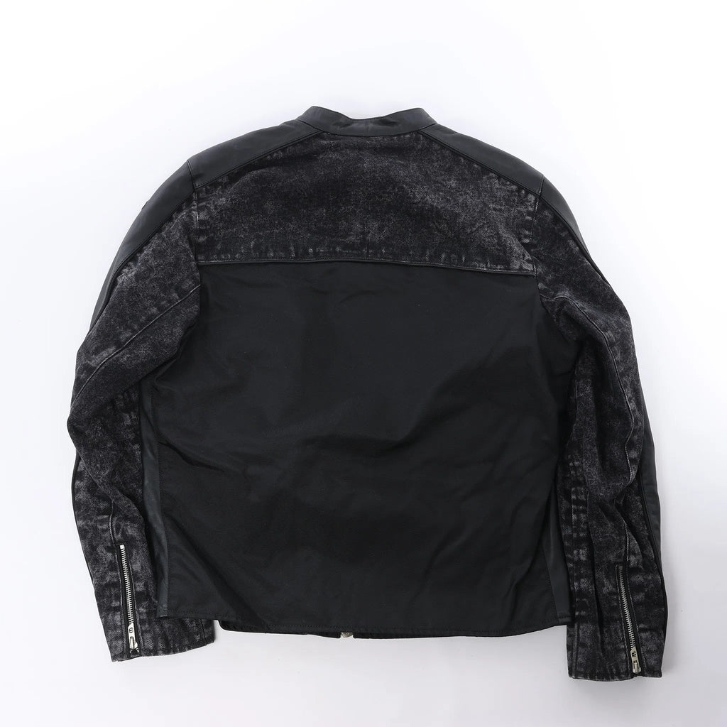 Diesel L-LEOPOL Leather Jacket in Black, Size 46 IT