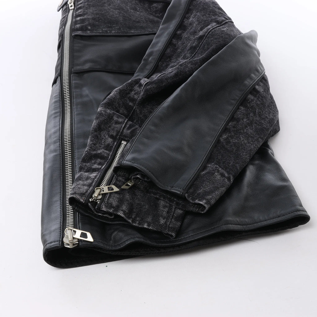 Diesel L-LEOPOL Leather Jacket in Black, Size 46 IT