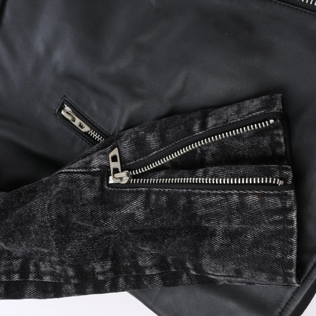 Diesel L-LEOPOL Leather Jacket in Black, Size 46 IT