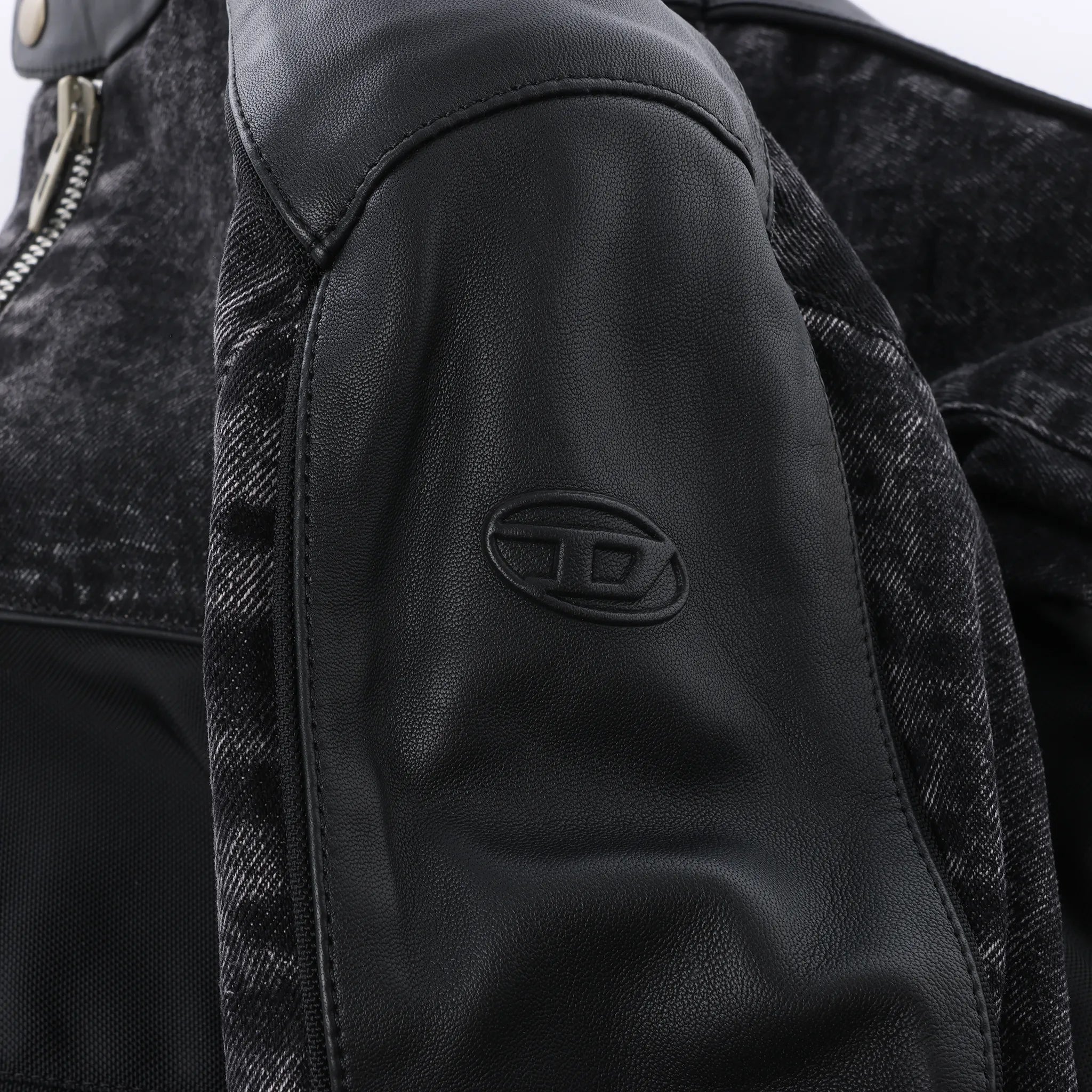 Diesel L-LEOPOL Leather Jacket in Black, Size 46 IT