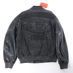 Diesel L-NYN Leather and Denim Bomber Jacket in Black, 50 IT