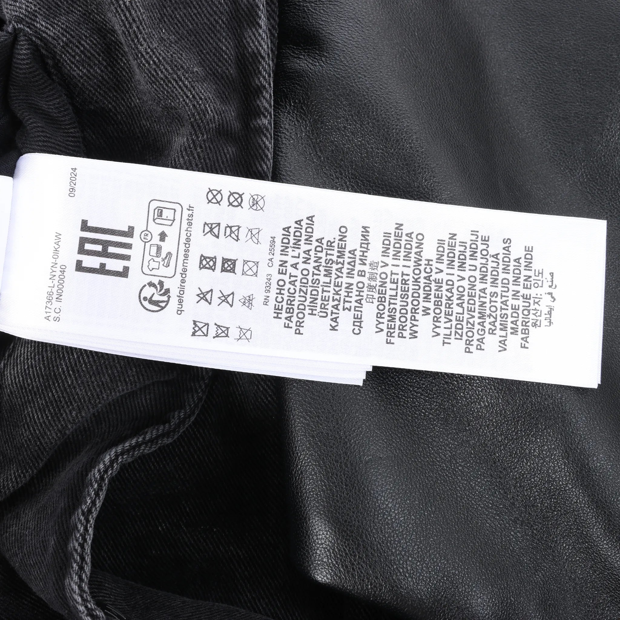 Diesel L-NYN Leather and Denim Bomber Jacket in Black, 50 IT
