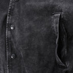 Diesel L-NYN Leather and Denim Bomber Jacket in Black, 50 IT
