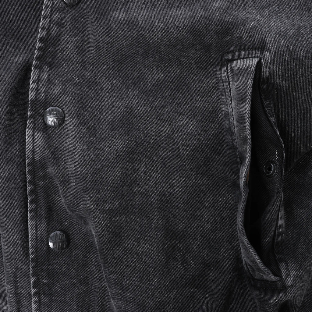 Diesel L-NYN Leather and Denim Bomber Jacket in Black, 50 IT