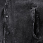 Diesel L-NYN Leather and Denim Bomber Jacket in Black, 50 IT