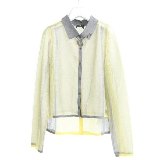 Diesel Lurex-Detail Long-Sleeved Shirt in Yellow, Size S