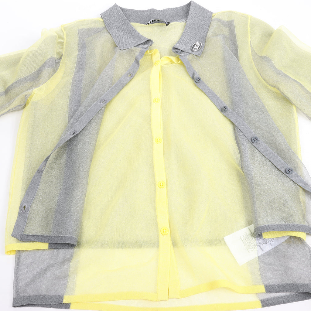 DIESEL Lurex-Detail Long-Sleeved Shirt in Yellow, Size S