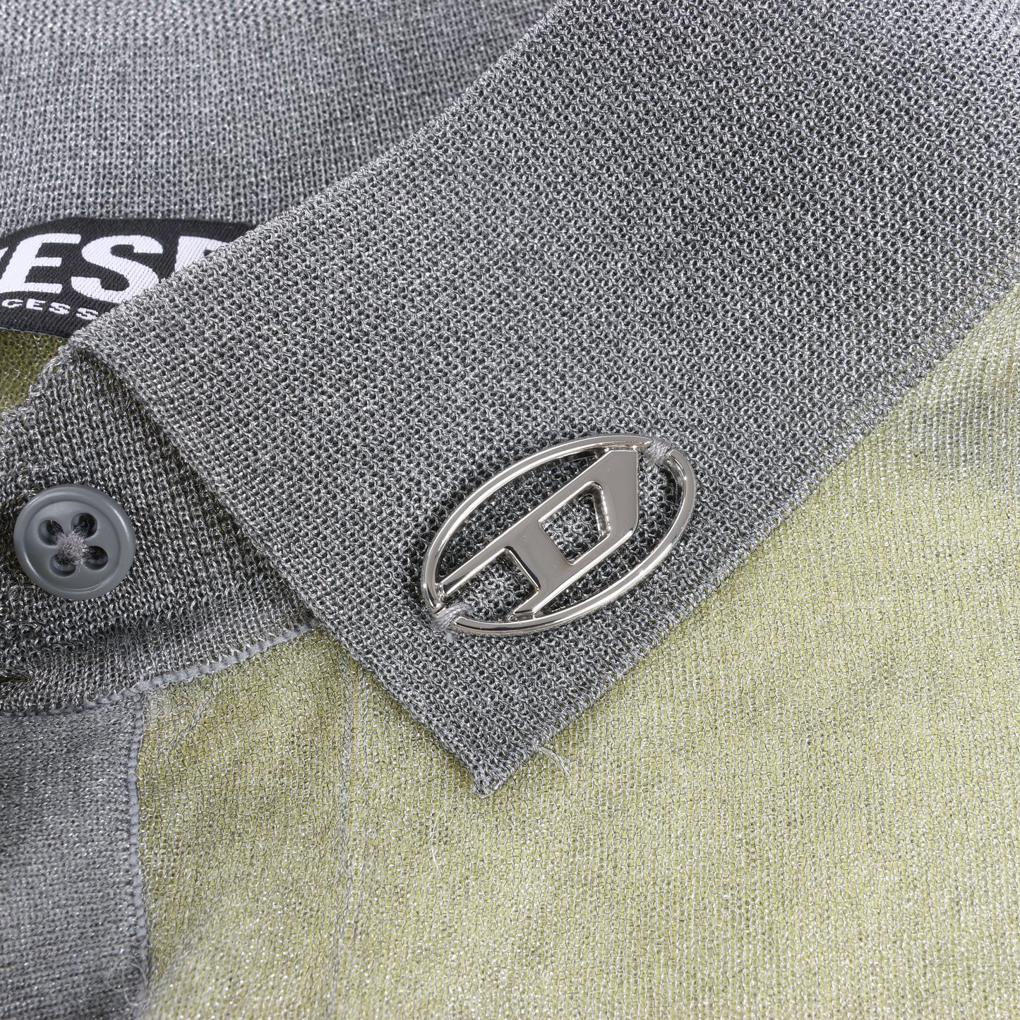 DIESEL Langarmshirt mit Lurex-Details in Gelb, Größe S