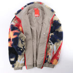 Diesel S-LUKE GIACCA Teddy-fleece Jacket with Graffiti Motif in Brown x Red, Size XXL