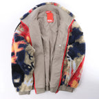 Diesel S-LUKE GIACCA Teddy-fleece Jacket with Graffiti Motif in Brown x Red, Size XXL