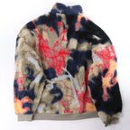 Diesel S-LUKE GIACCA Teddy-fleece Jacket with Graffiti Motif in Brown x Red, Size XXL