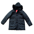 Diesel W-Jorgy Padded Parka Hooded Fluffy Faux-Fur in Black, Size 48 IT