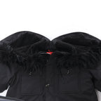 Diesel W-Jorgy Padded Parka Hooded Fluffy Faux-Fur in Black, Size 48 IT