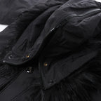 Diesel W-Jorgy Padded Parka Hooded Fluffy Faux-Fur in Black, Size 48 IT