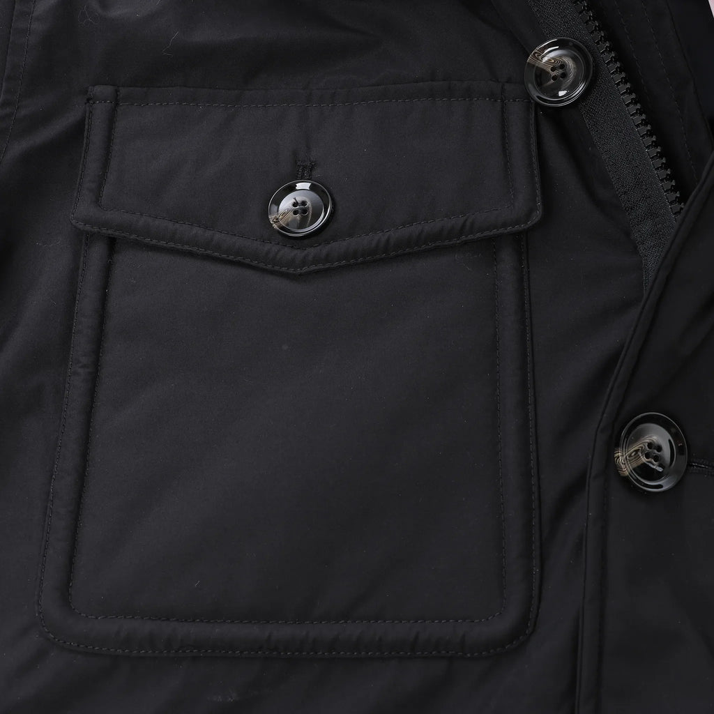 Diesel W-Jorgy Padded Parka Hooded Fluffy Faux-Fur in Black, Size 48 IT