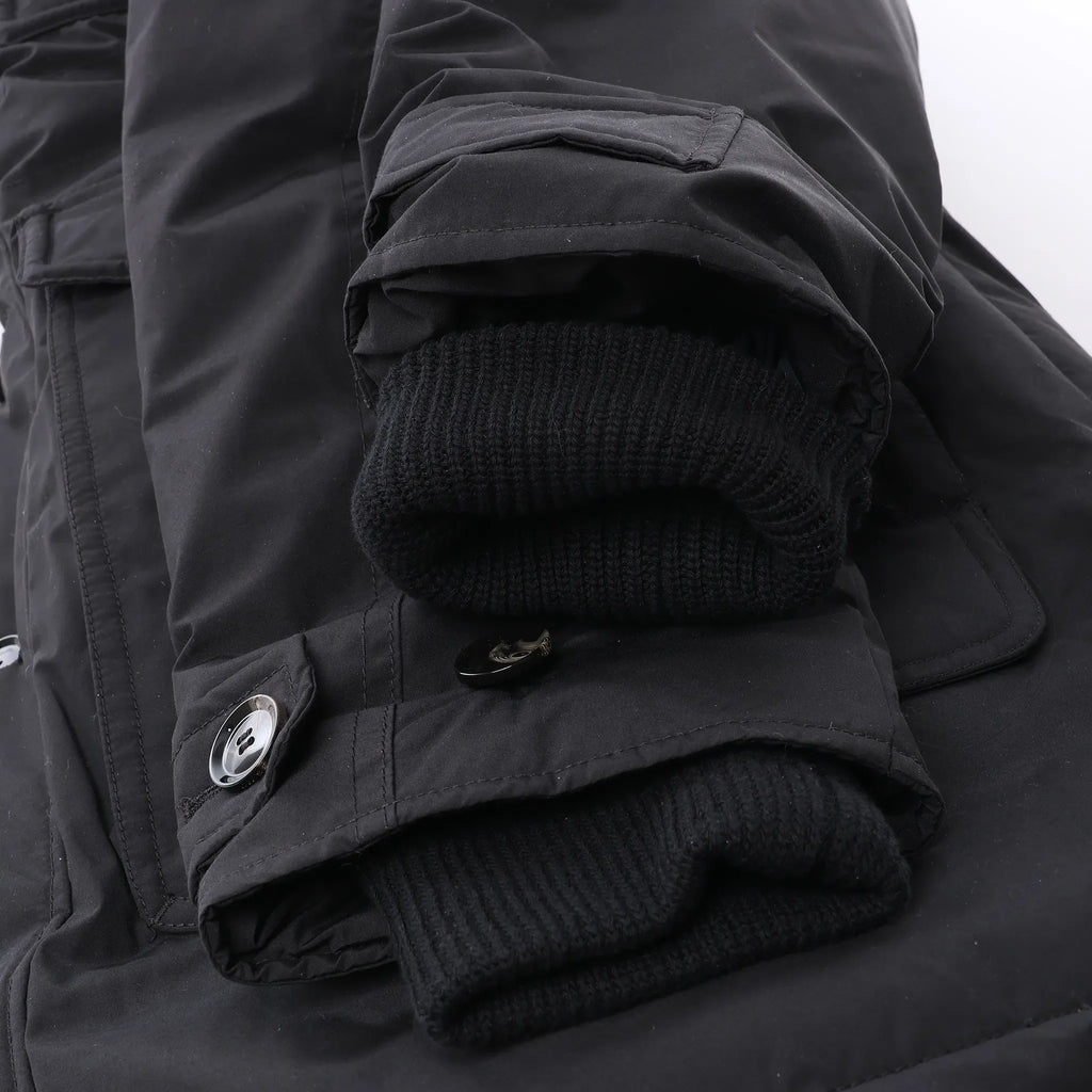 Diesel W-Jorgy Padded Parka Hooded Fluffy Faux-Fur in Black, Size 48 IT