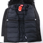 Diesel W-Jorgy Padded Parka Hooded Fluffy Faux-Fur in Black, Size 48 IT