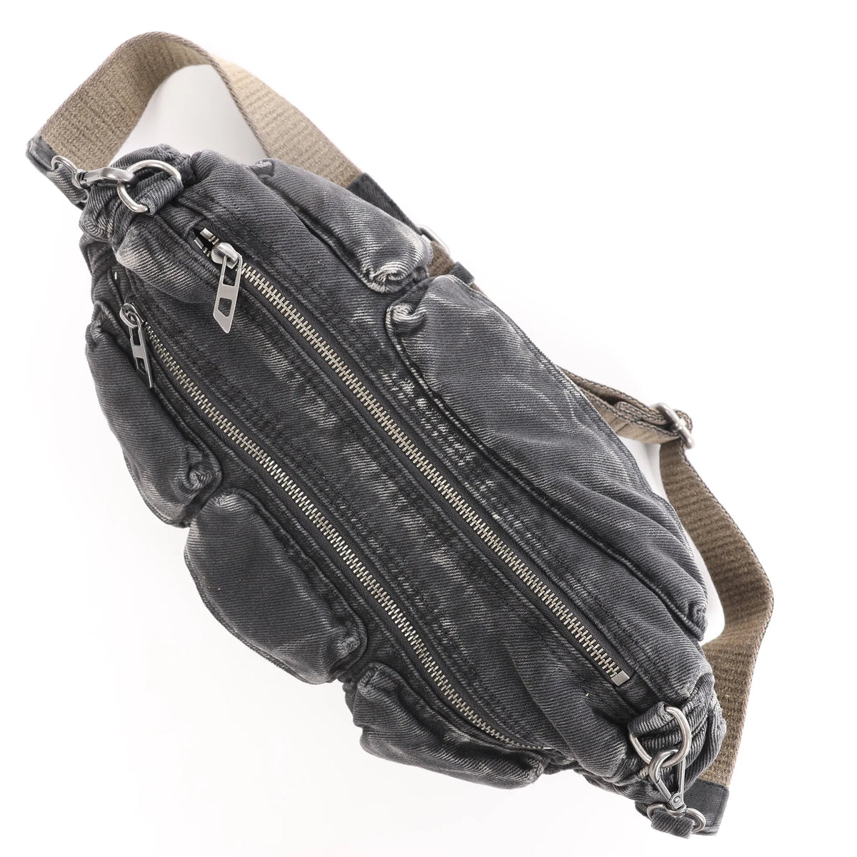 Diesel Multi-Pkts Multipocket Washed Denim Crossbody bag in Gray