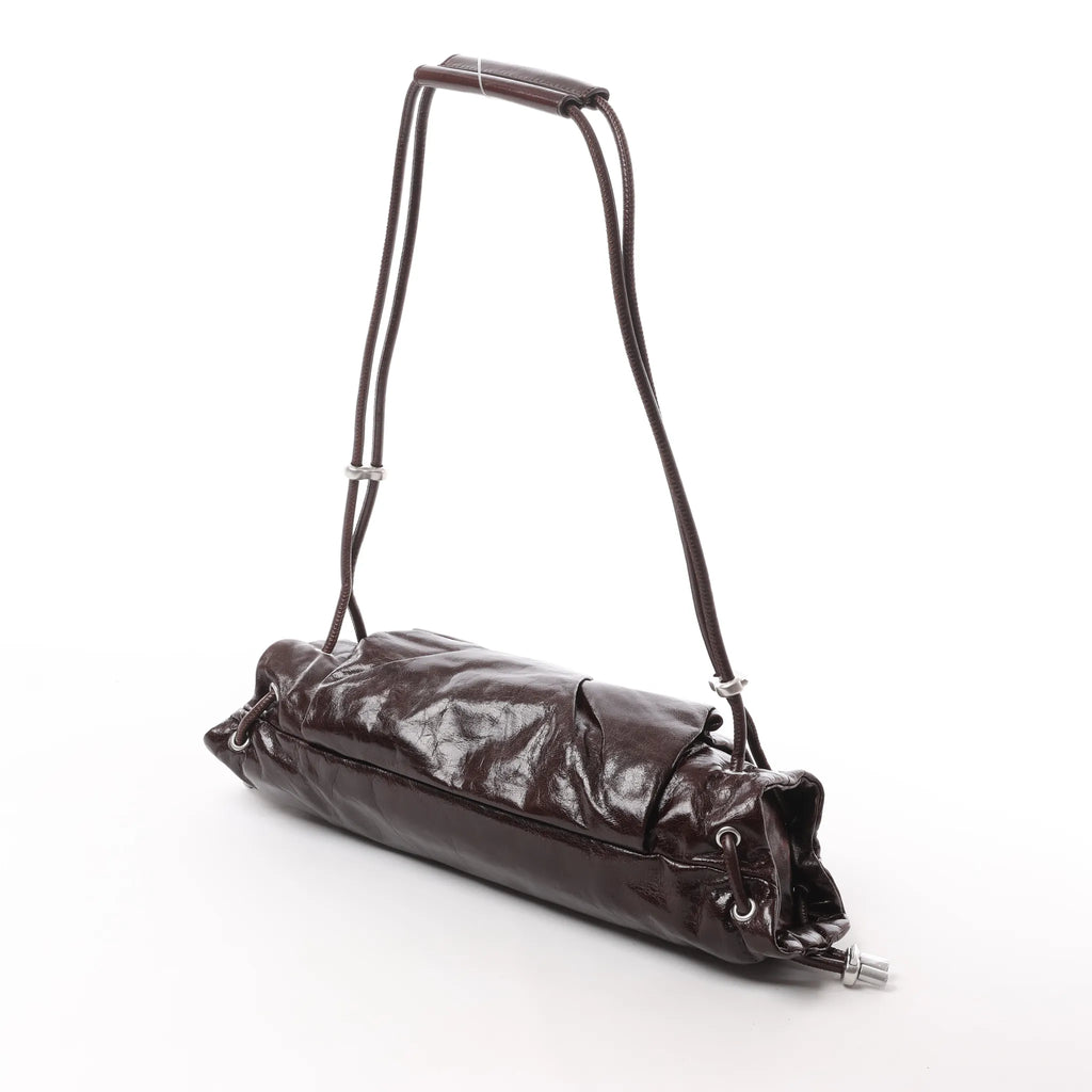 Diesel Scrunch-D Leather Shoulder Bag in Burgundy