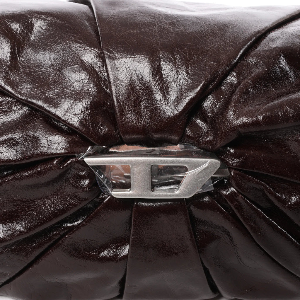 Diesel Scrunch-D Leather Shoulder Bag in Burgundy