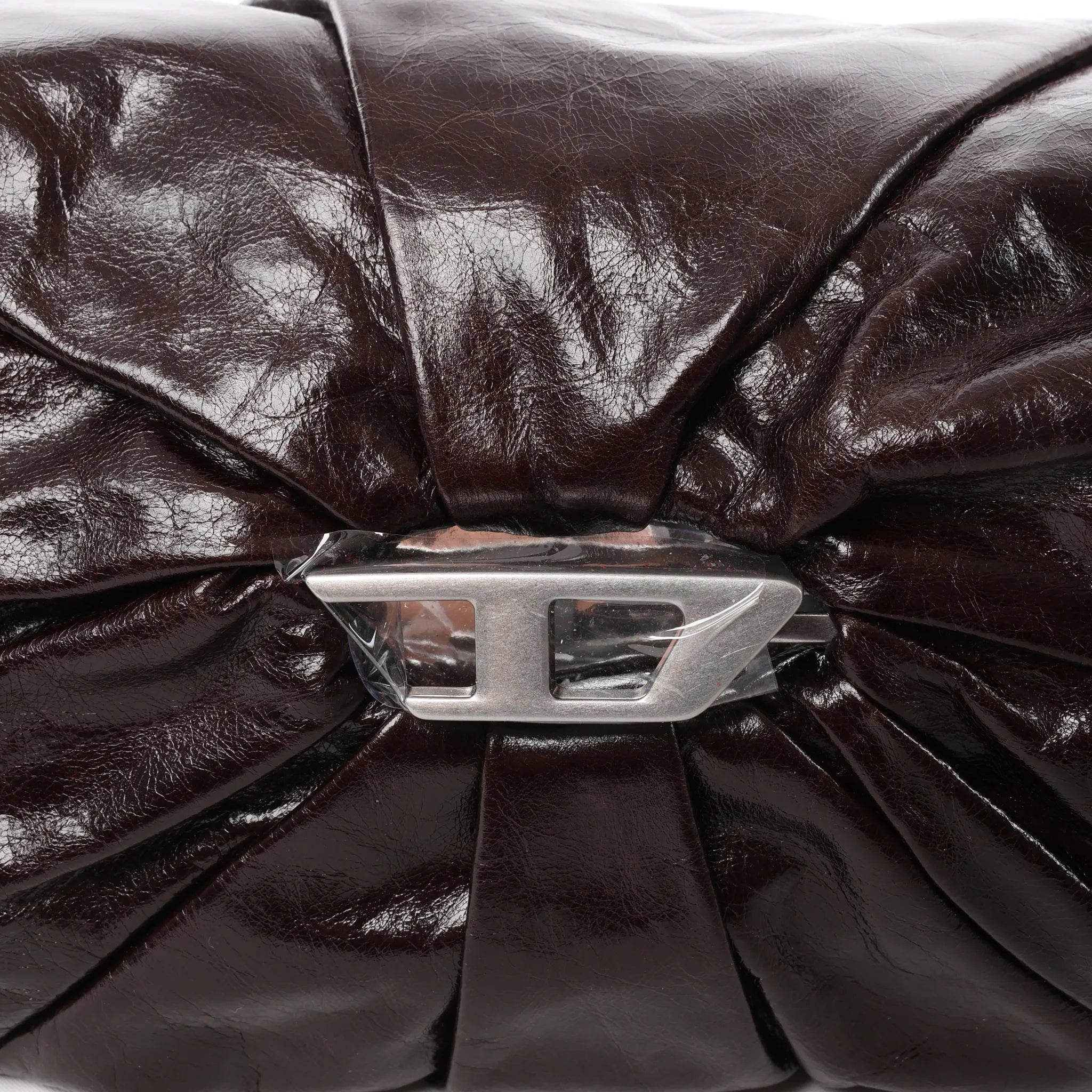 Diesel Scrunch-D Leather Shoulder Bag in Burgundy