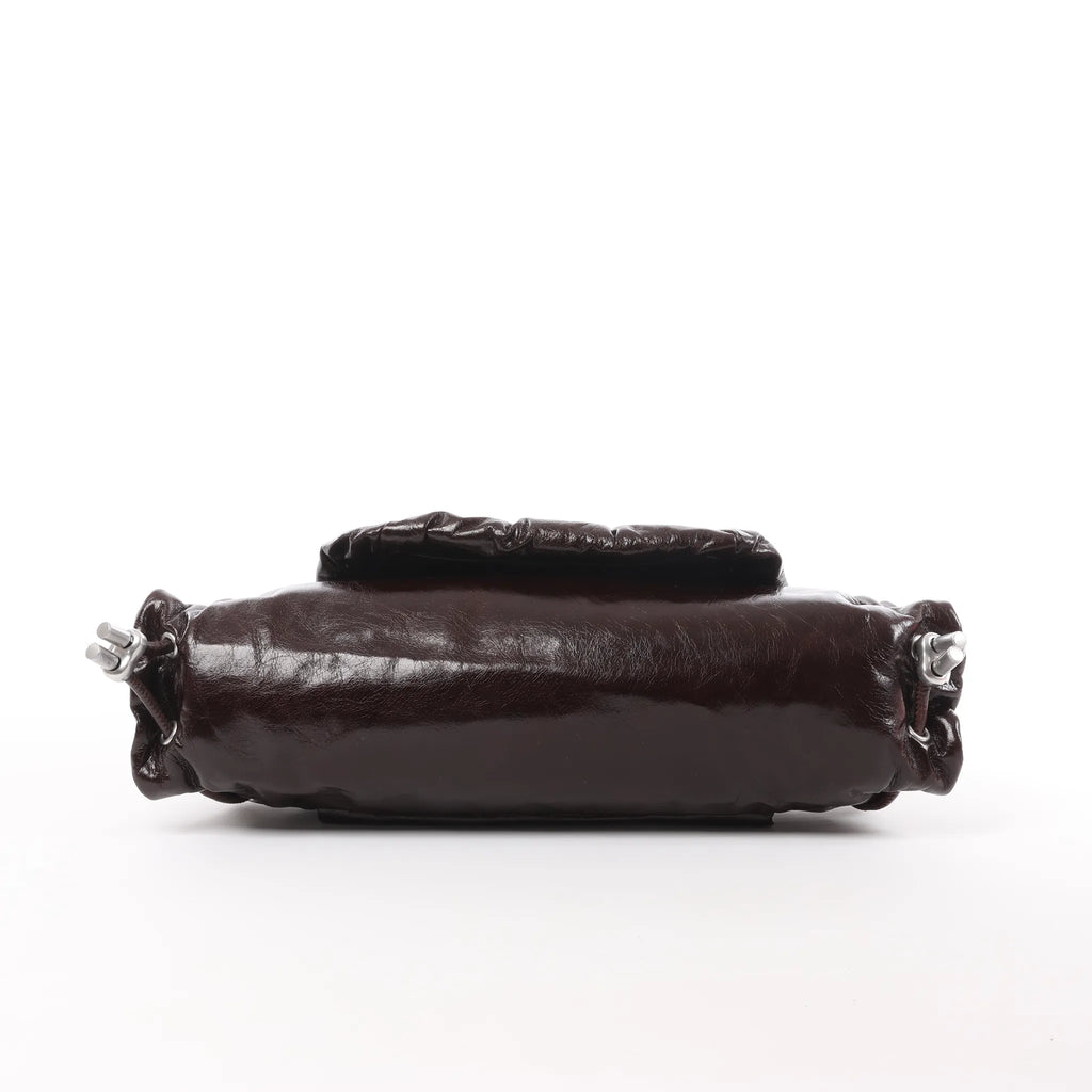 Diesel Scrunch-D Leather Shoulder Bag in Burgundy