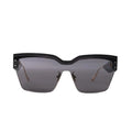 Dior DiorClub M4U black mask sunglasses with smoky gray lenses, black brow frame, rimless lower edge, nose pads and slim metal arms on white background.