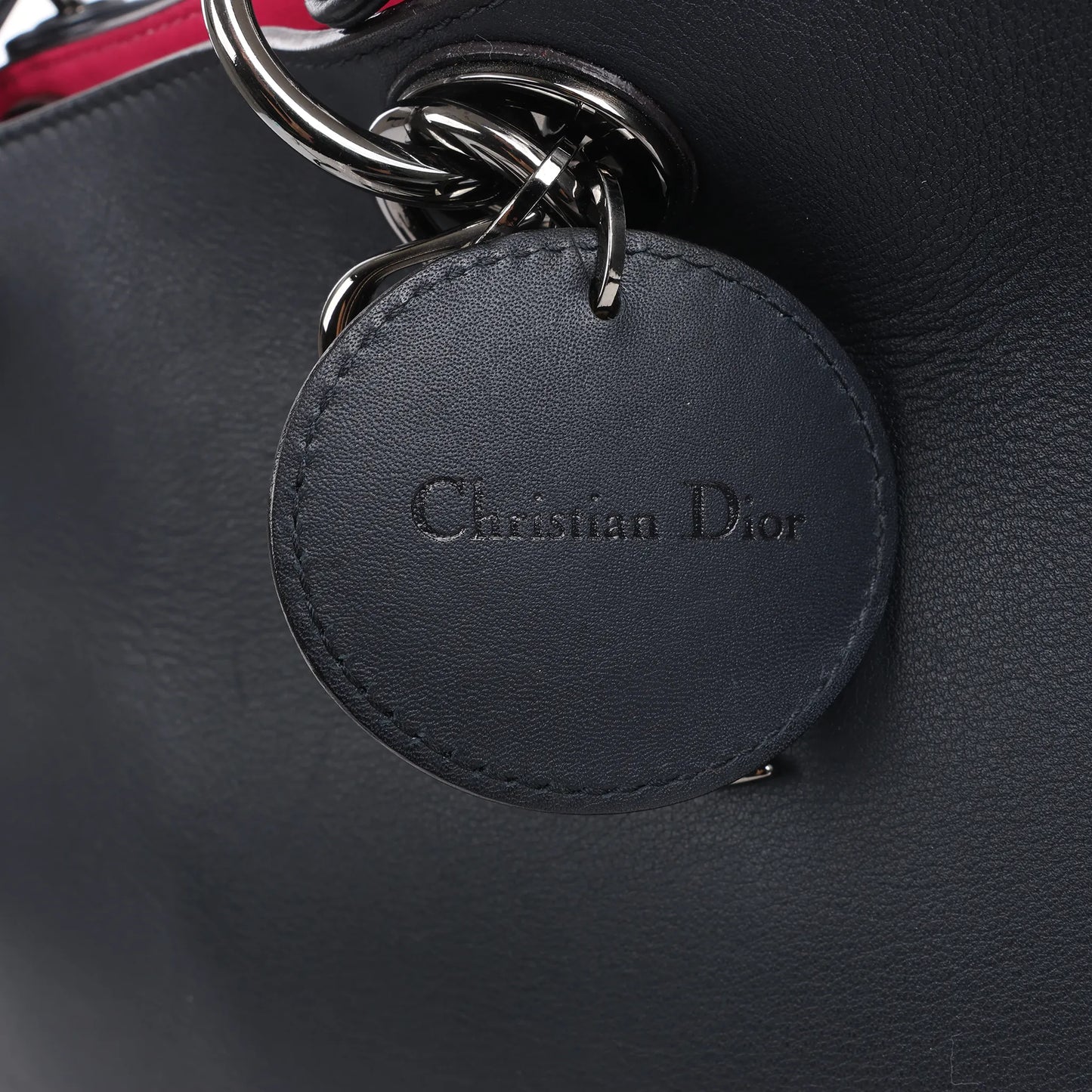 Dior Diorissimo Smooth Leather Large 2Way Handbag in Black x Rose Indien