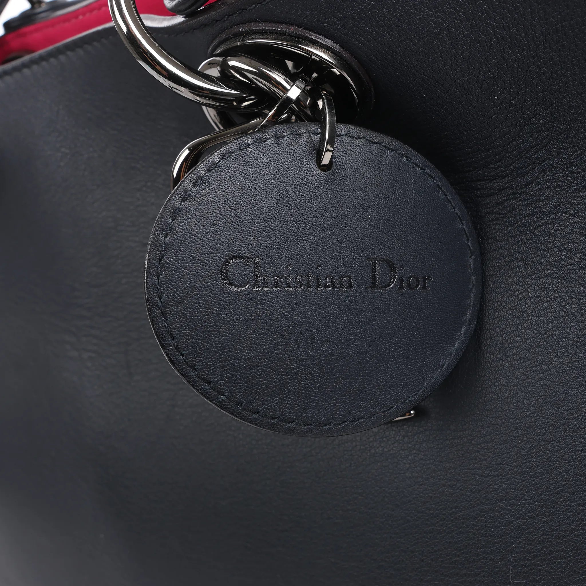 Dior Diorissimo Smooth Leather Large 2Way Handbag in Black x Rose Indien