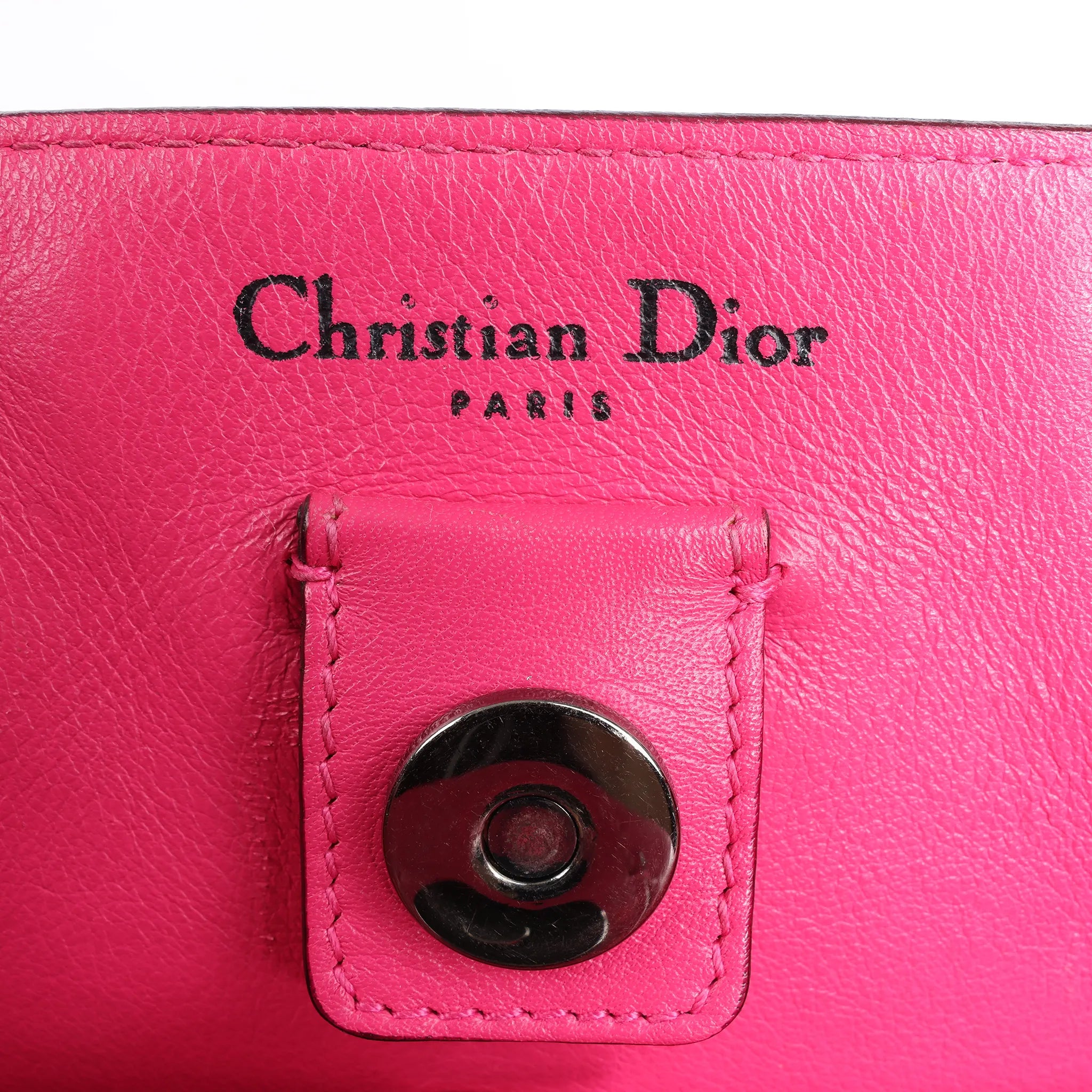 Dior Diorissimo Smooth Leather Large 2Way Handbag in Black x Rose Indien