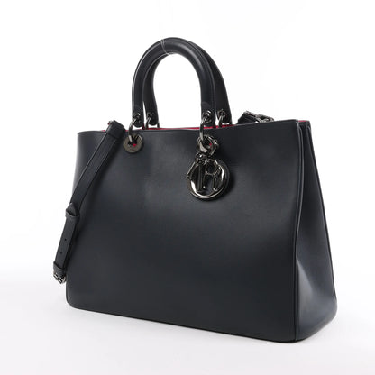Dior Diorissimo Smooth Leather Large 2Way Handbag in Black x Rose Indien