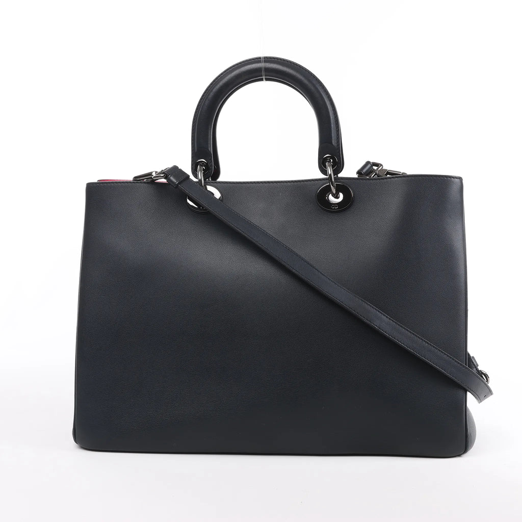 Dior Diorissimo Smooth Leather Large 2Way Handbag in Black x Rose Indien