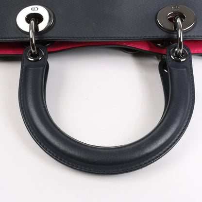 Dior Diorissimo Smooth Leather Large 2Way Handbag in Black x Rose Indien
