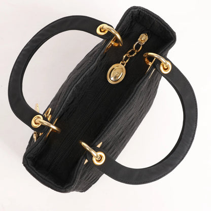 Dior Lady Dior Cannage Nylon Handbag in Black