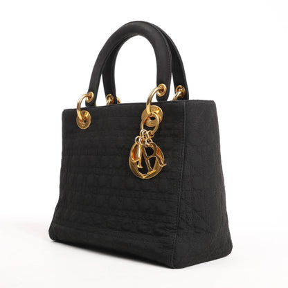 Dior Lady Dior Cannage Nylon Handbag in Black