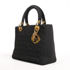 Dior Lady Dior Cannage Nylon Handbag in Black