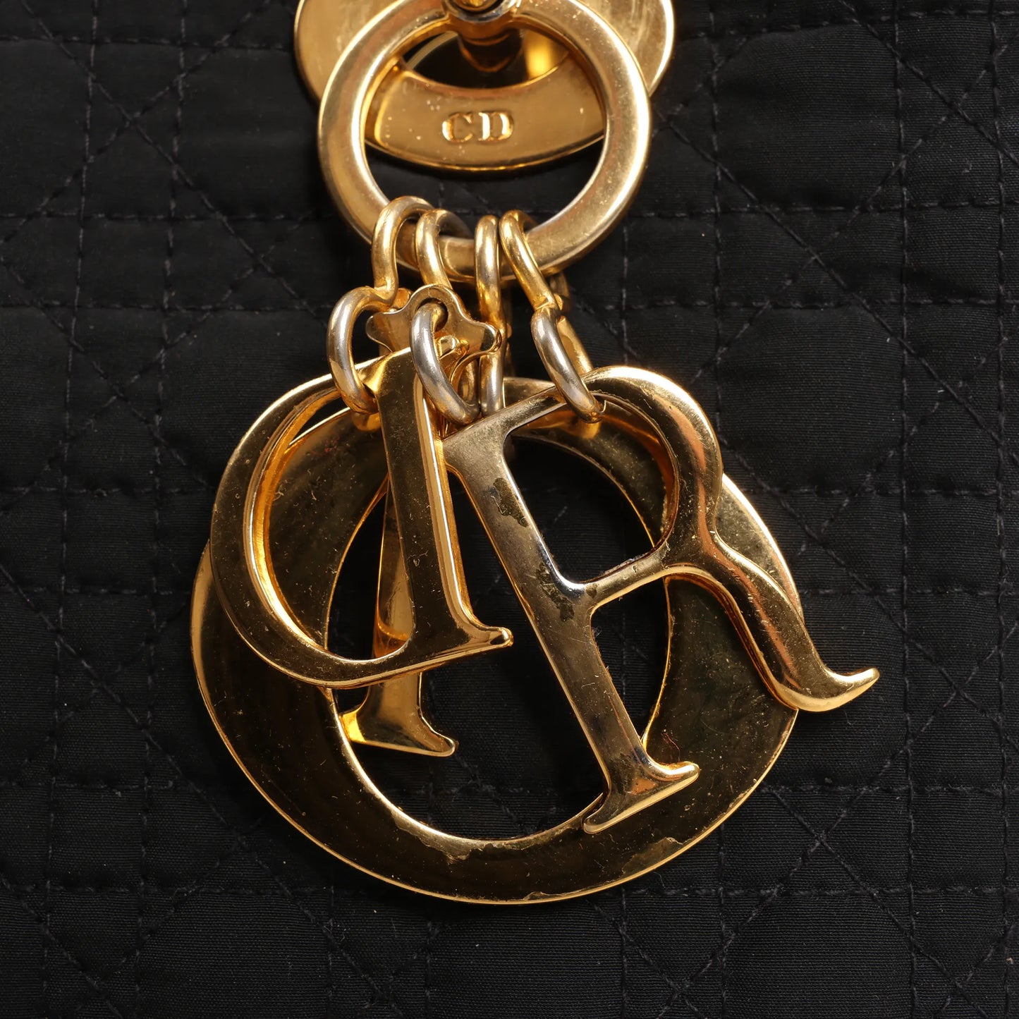 Dior Lady Dior Cannage Nylon Handbag in Black