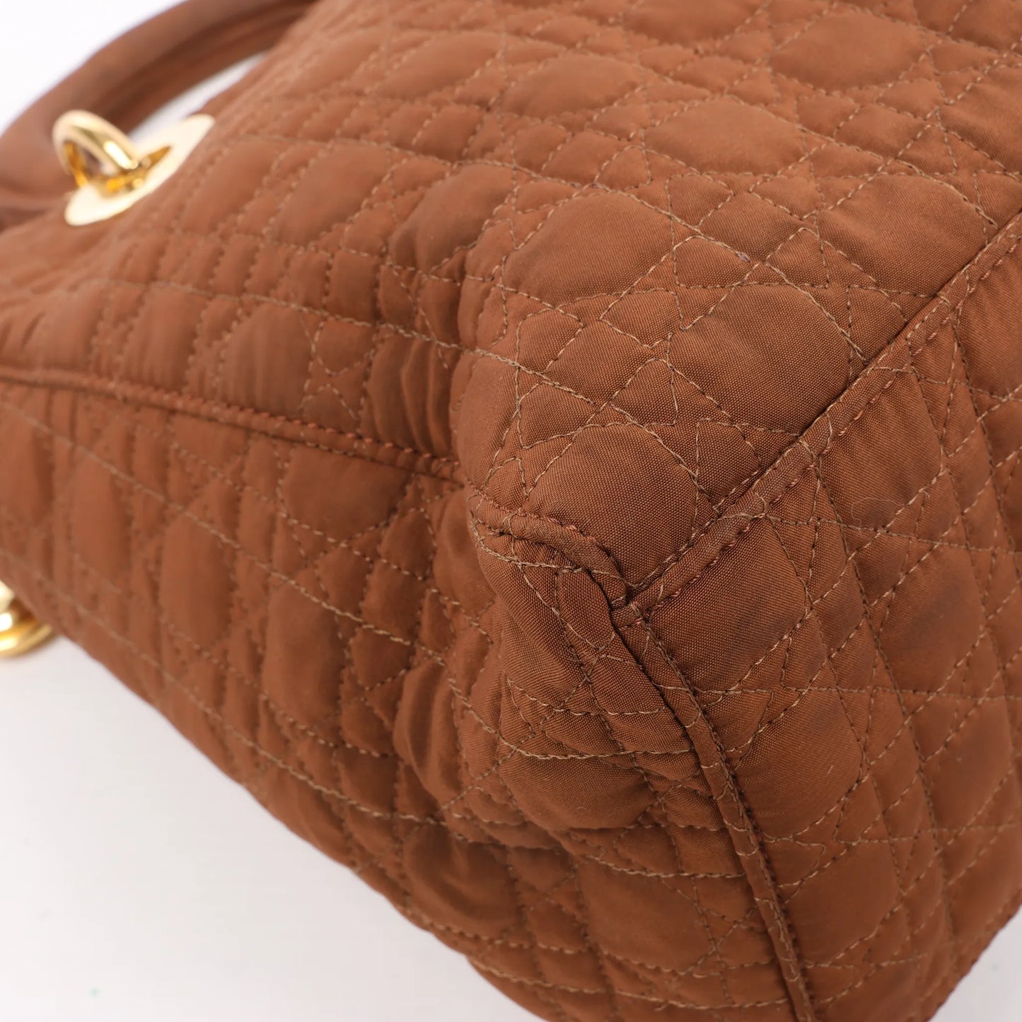 Dior Lady Dior Cannage Nylon Handbag in Brown