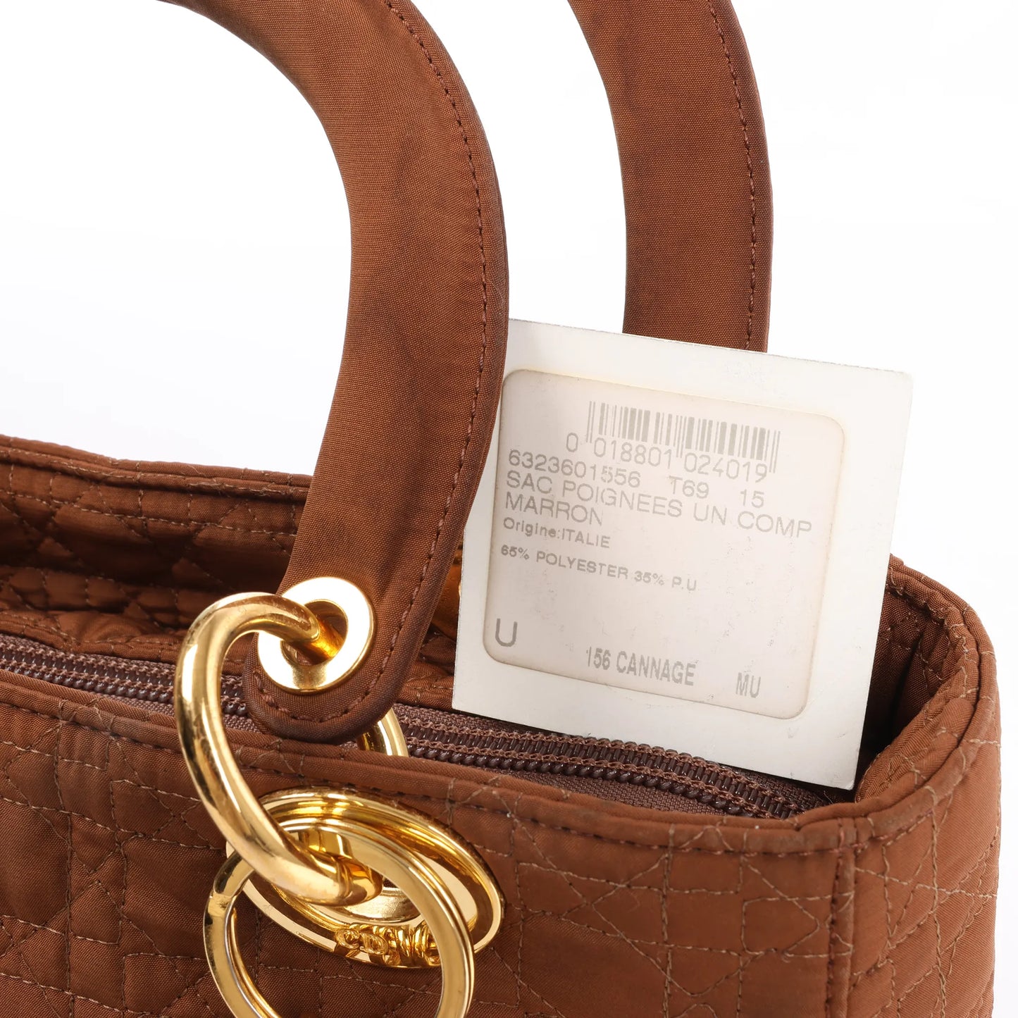 Dior Lady Dior Cannage Nylon Handbag in Brown