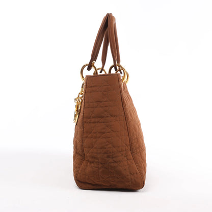 Dior Lady Dior Cannage Nylon Handbag in Brown
