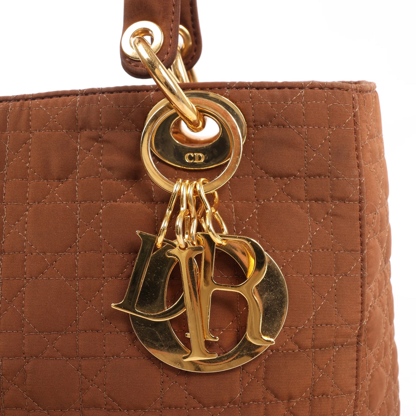 Dior Lady Dior Cannage Nylon Handbag in Brown