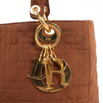 Dior Lady Dior Cannage Nylon Handbag in Brown