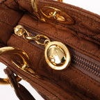 Dior Lady Dior Cannage Nylon Handbag in Brown