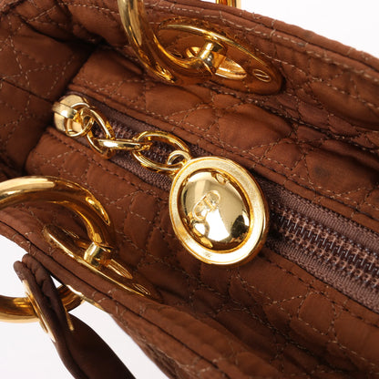 Dior Lady Dior Cannage Nylon Handbag in Brown