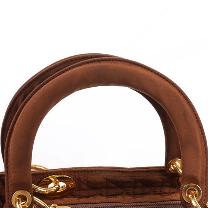 Dior Lady Dior Cannage Nylon Handbag in Brown