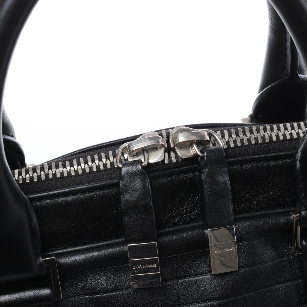 Bolso de mano grande de 2 vías Dior Diorissimo de cuero liso en negro x Rose Indien