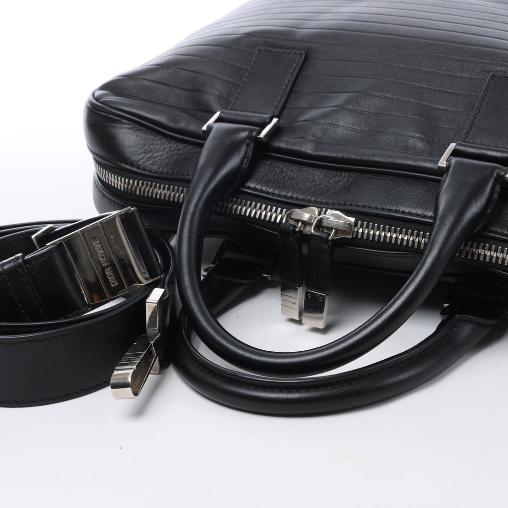 Bolso de mano grande de 2 vías Dior Diorissimo de cuero liso en negro x Rose Indien