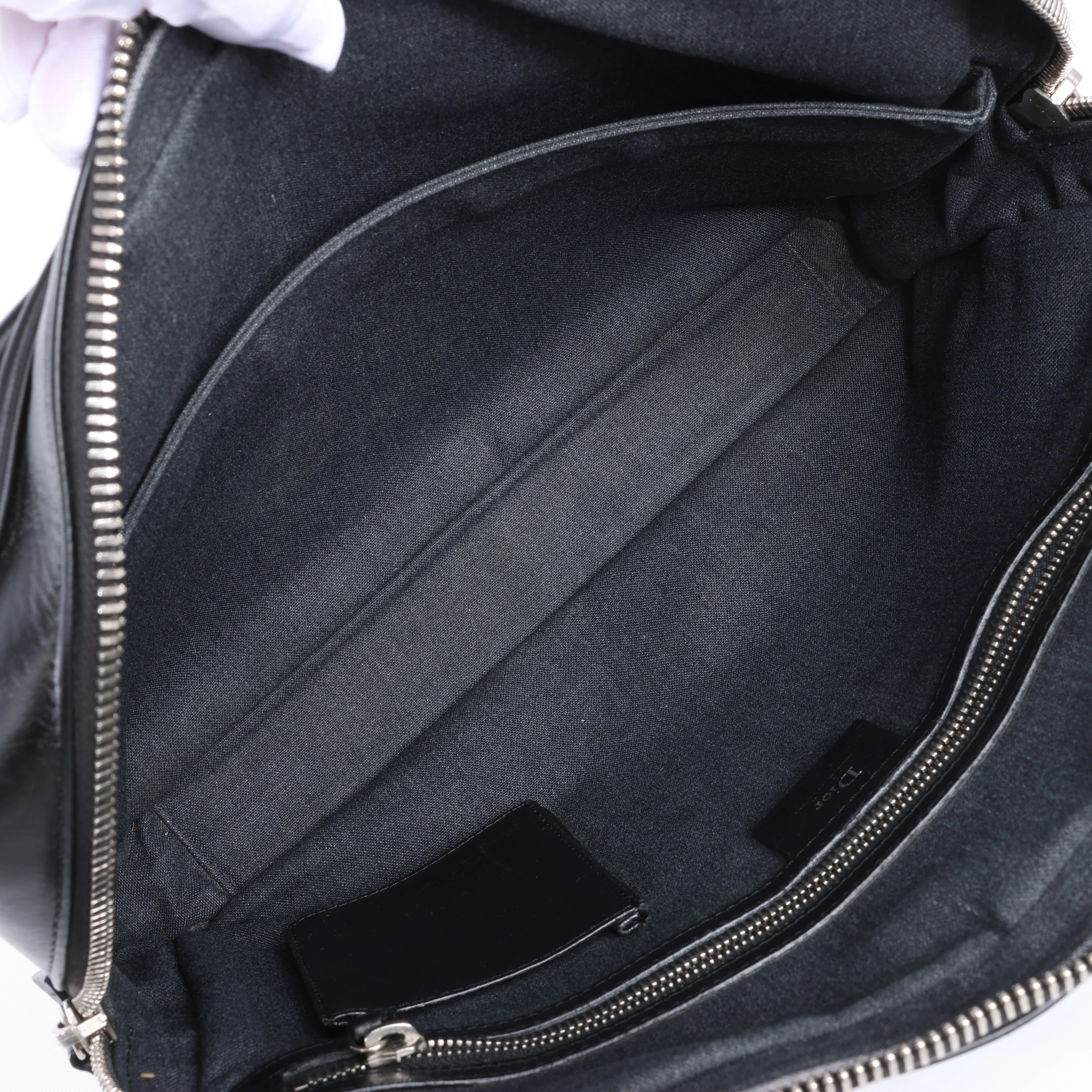Bolso de mano grande de 2 vías Dior Diorissimo de cuero liso en negro x Rose Indien