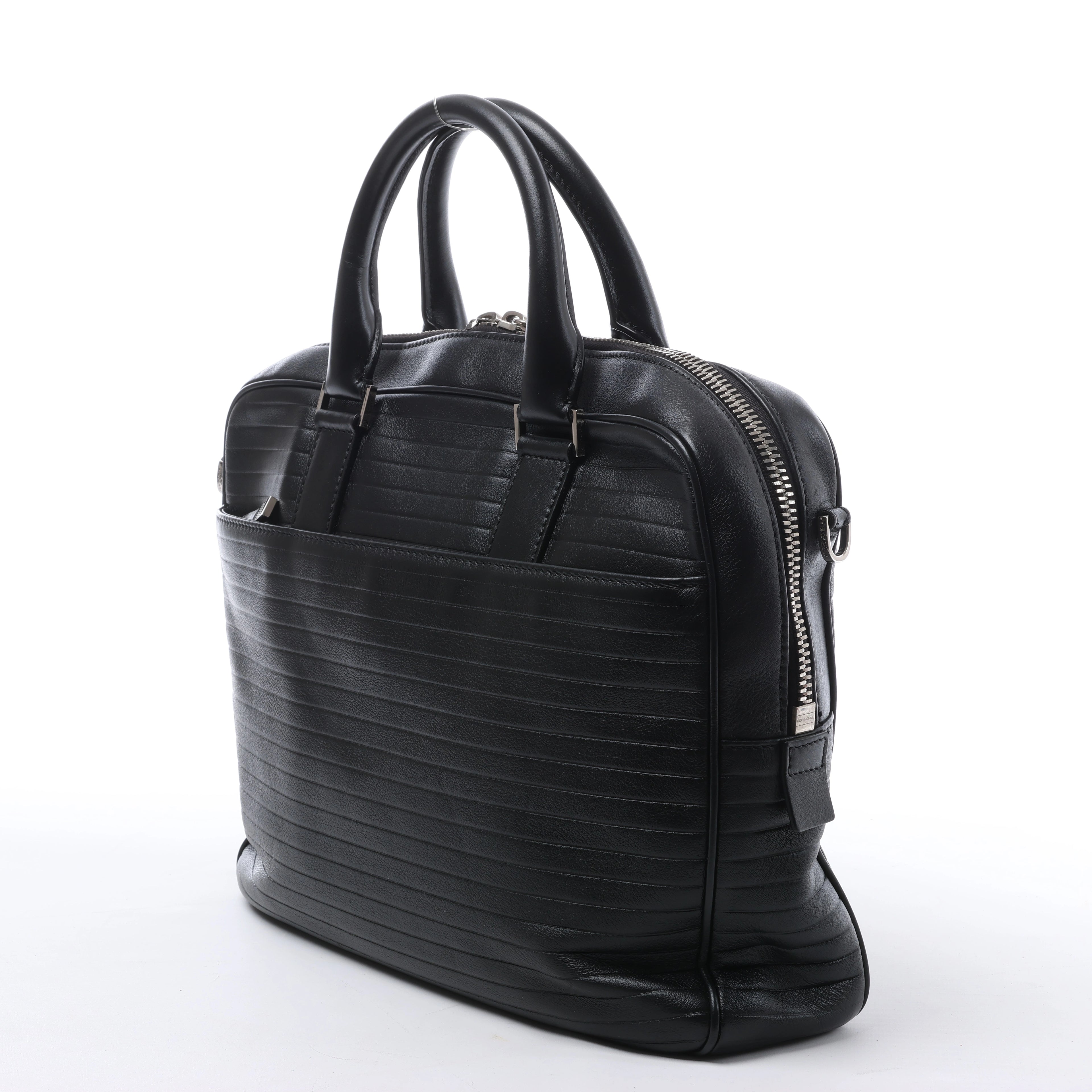 Bolso de mano grande de 2 vías Dior Diorissimo de cuero liso en negro x Rose Indien