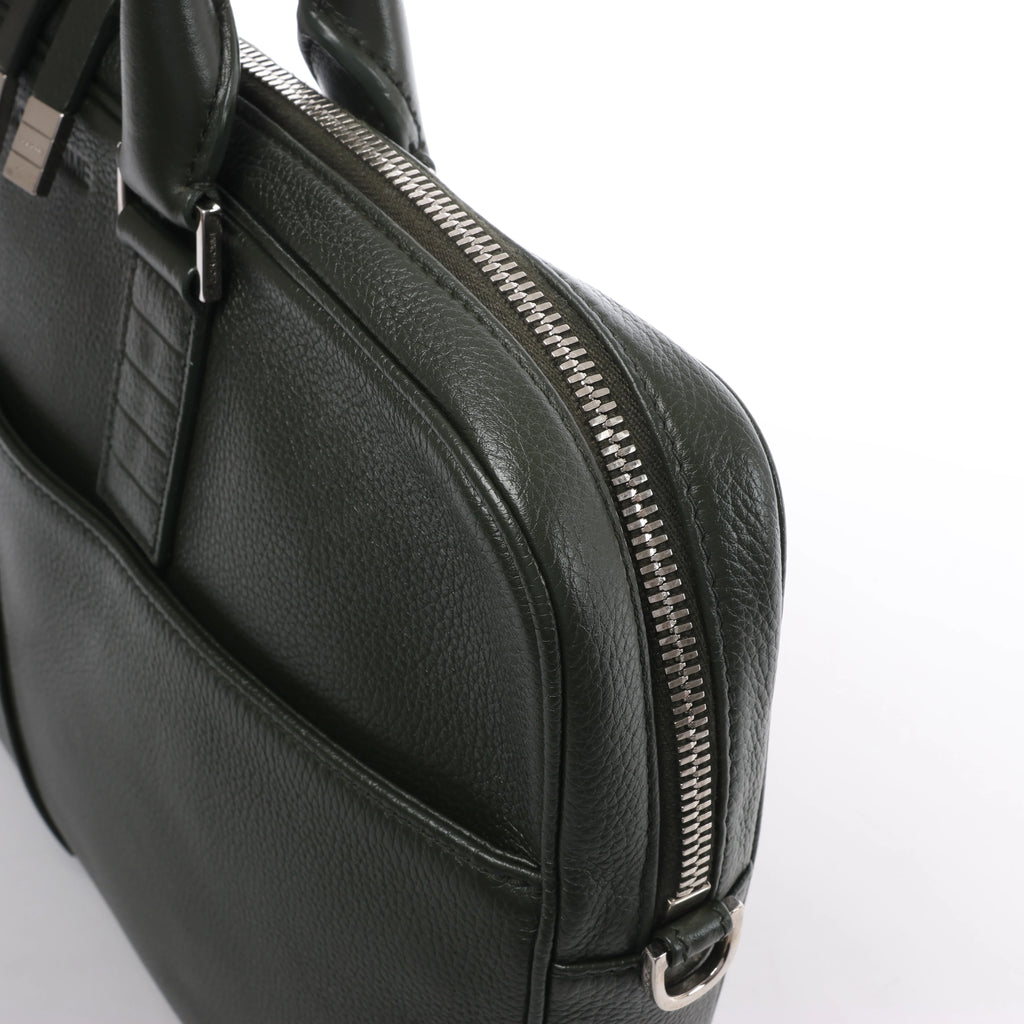 Dior Homme Leather Business Handbag in Green